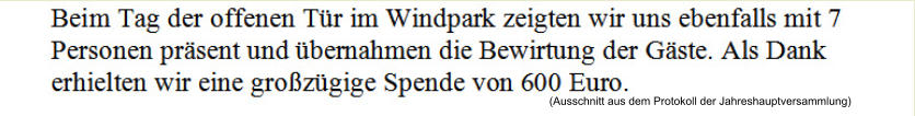 (Ausschnitt aus dem Protokoll der Jahreshauptversammlung)