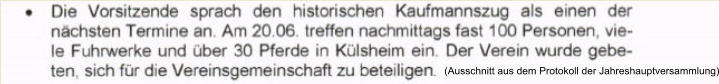 (Ausschnitt aus dem Protokoll der Jahreshauptversammlung)