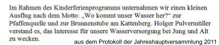 aus dem Protokoll der Jahreshauptversammlung 2011